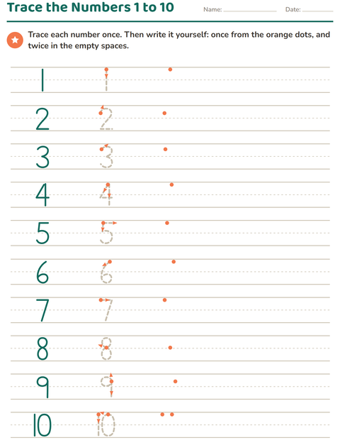 Preview of Number Tracing worksheet for kindergarten