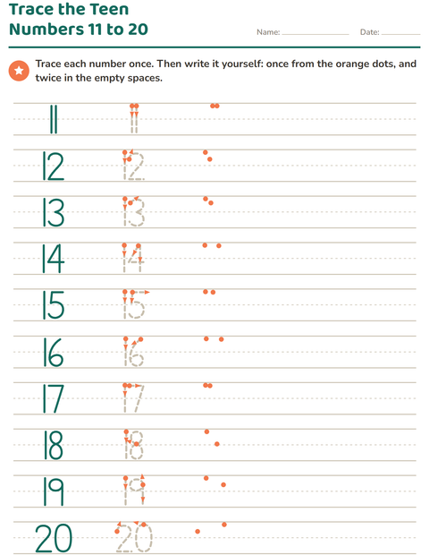 Preview of Number Tracing worksheet for kindergarten