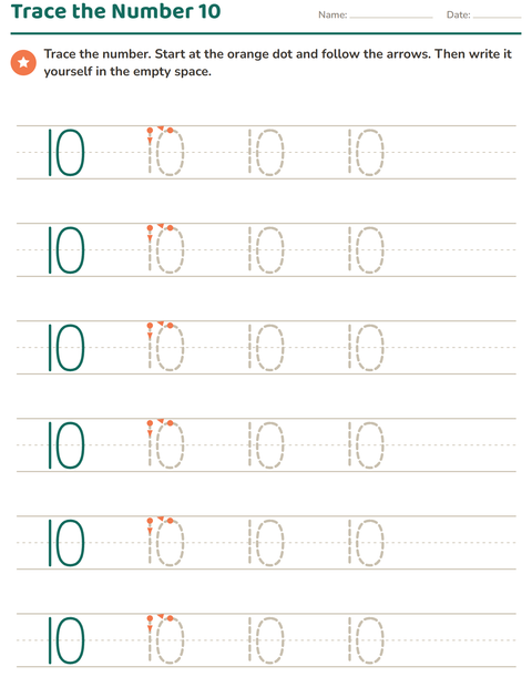Preview of Number Tracing worksheet for kindergarten