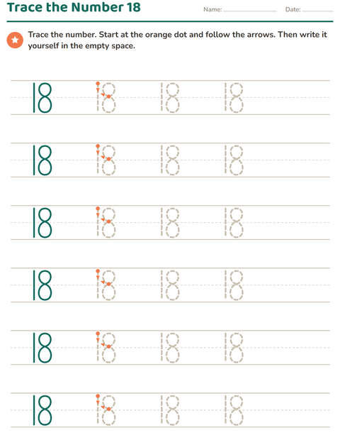 Preview of Number Tracing worksheet for kindergarten