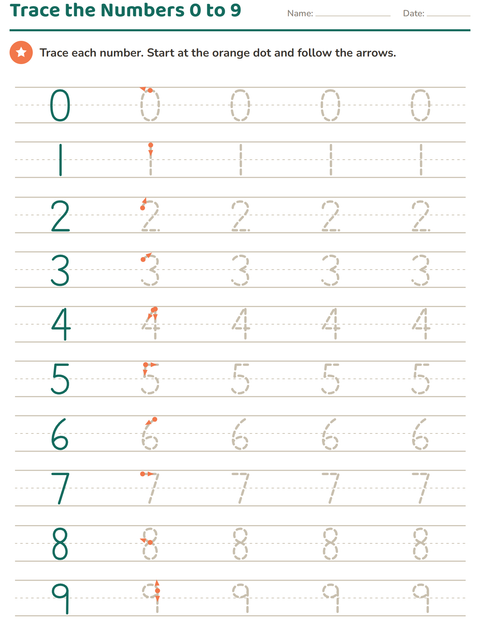 Preview of Number Tracing worksheet for kindergarten
