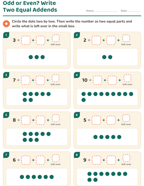 Preview of Odd and Even Numbers worksheet for grade 2
