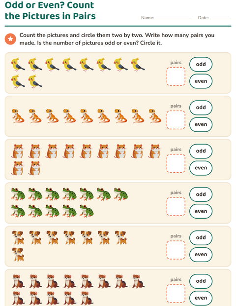 Odd or Even? Count the Pictures in Pairs — Pets