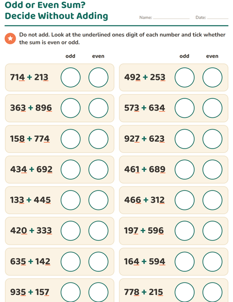 Preview of Odd and Even Numbers worksheet for grade 3