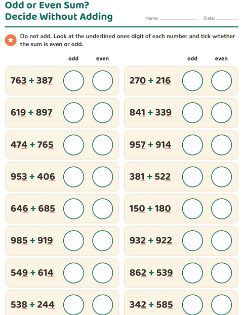 Preview of Odd and Even Numbers worksheet for grade 3