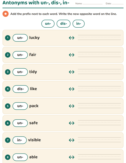 Preview of Opposites worksheet for grade 2
