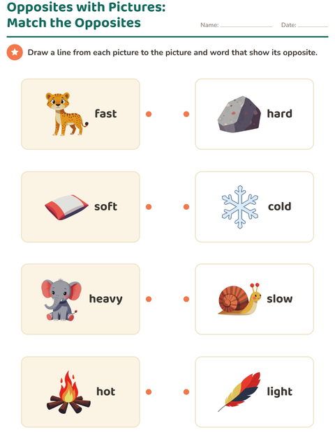Preview of Opposites worksheet for kindergarten