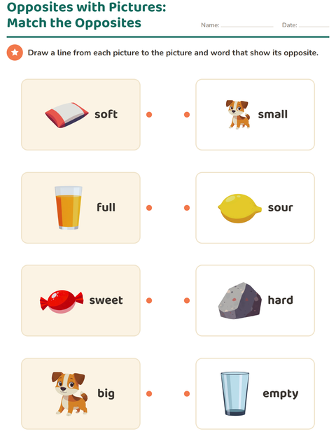 Preview of Opposites worksheet for kindergarten