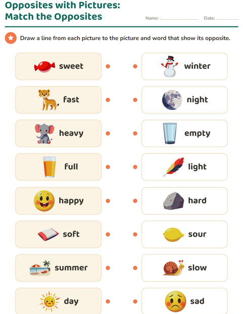 Preview of Opposites worksheet for kindergarten
