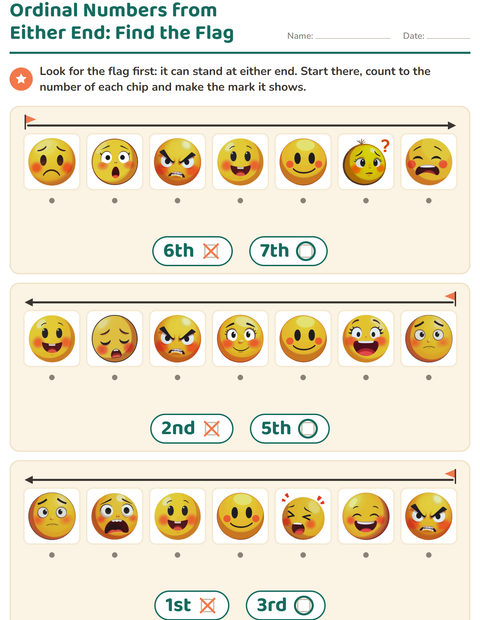 Ordinal Numbers from Either End: Find the Flag — Emotions