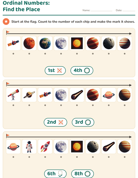 Ordinal Numbers: Find the Place — Space