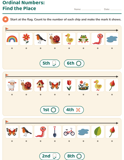Ordinal Numbers: Find the Place — Spring
