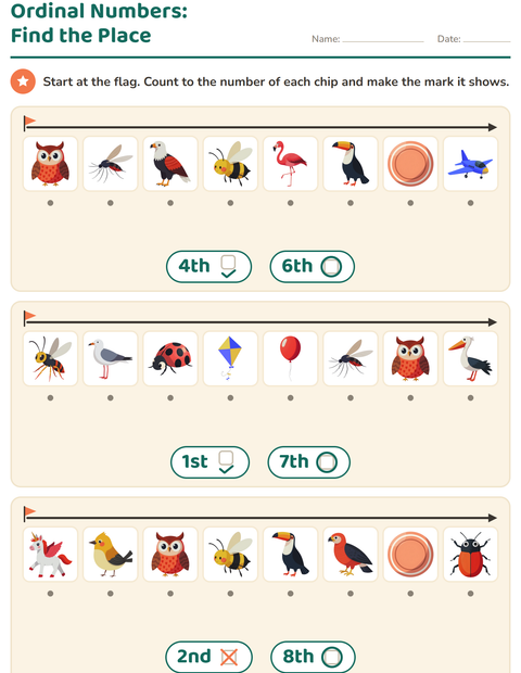 Ordinal Numbers: Find the Place — Things That Fly