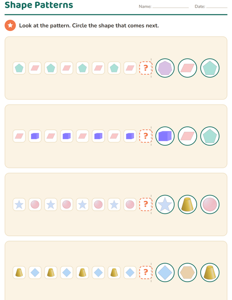 Preview of Patterns worksheet for kindergarten