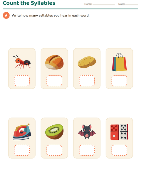 Preview of Sounds & Syllables worksheet for kindergarten