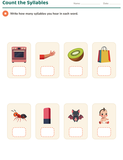Preview of Sounds & Syllables worksheet for kindergarten