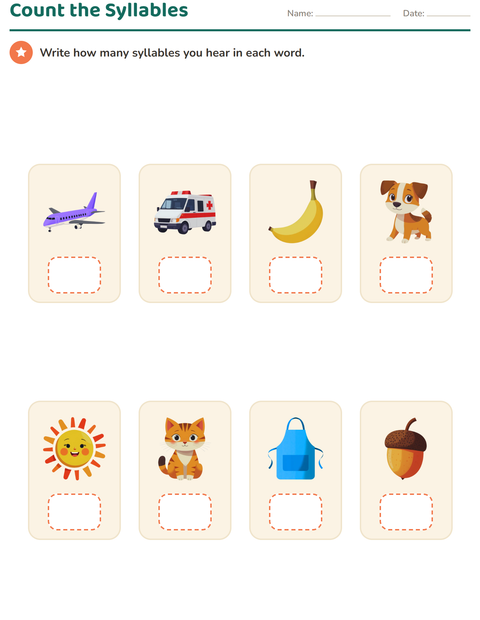 Preview of Sounds & Syllables worksheet for kindergarten