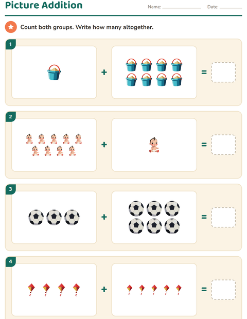 Preview of Picture Math worksheet featuring Toys for grade 1