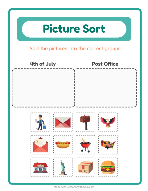 Preview of Picture Sort worksheet for kindergarten