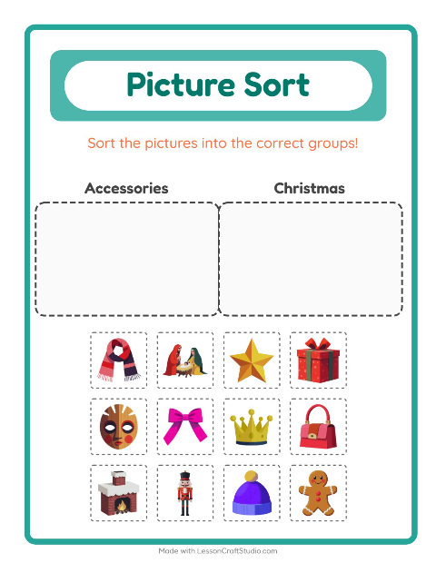Preview of Picture Sort worksheet for kindergarten