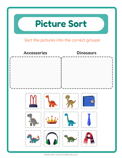 Preview of Picture Sort worksheet for kindergarten