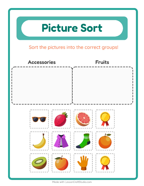 Preview of Picture Sort worksheet for kindergarten