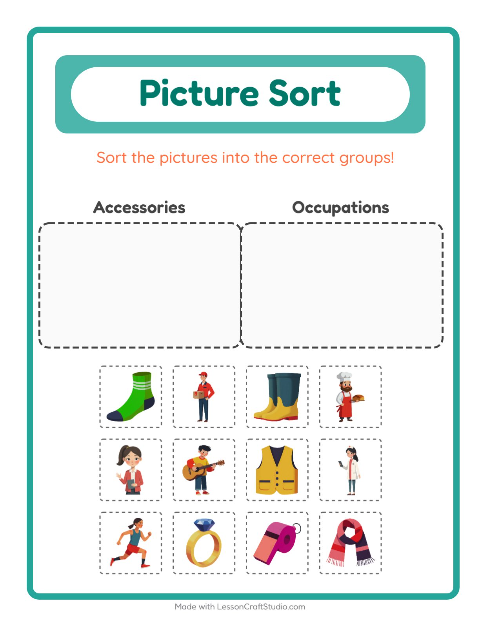 Preview of Picture Sort worksheet for kindergarten