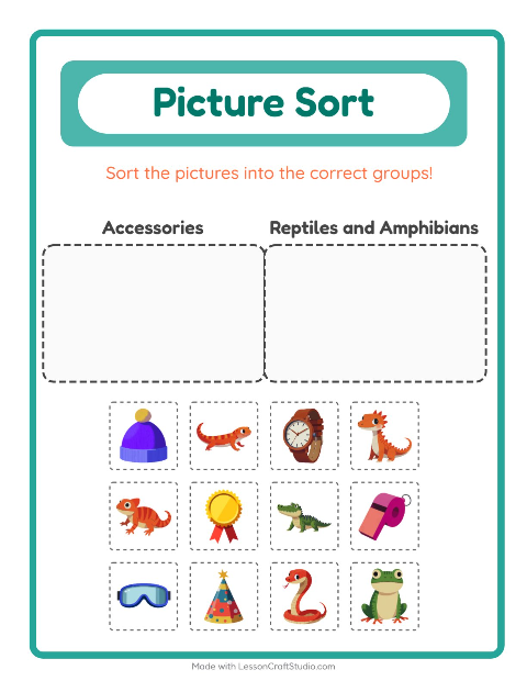 Preview of Picture Sort worksheet for kindergarten