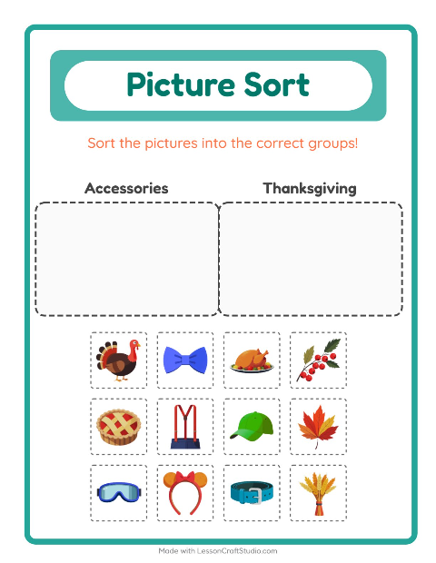 Preview of Picture Sort worksheet for kindergarten