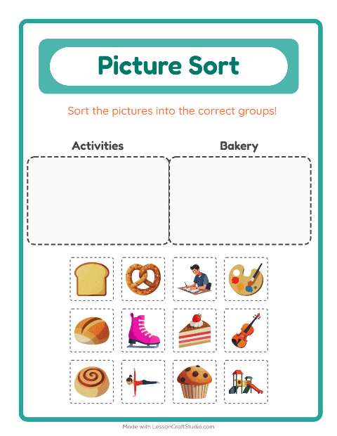 Preview of Picture Sort worksheet for kindergarten