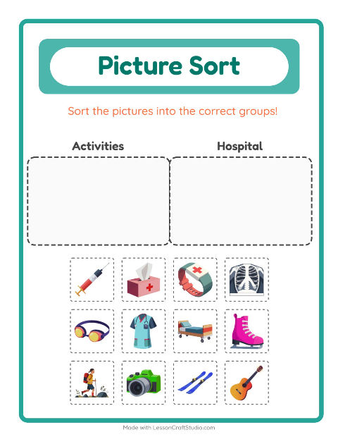 Preview of Picture Sort worksheet for kindergarten
