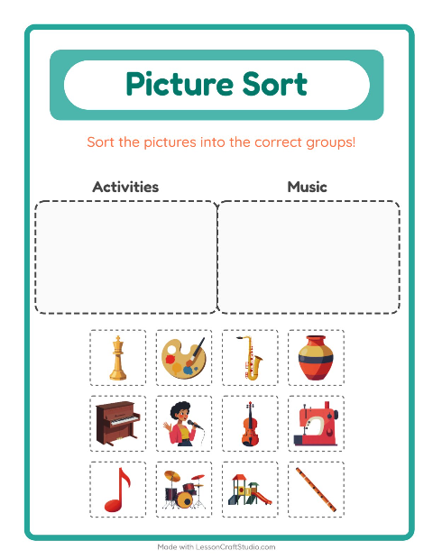 Preview of Picture Sort worksheet for kindergarten