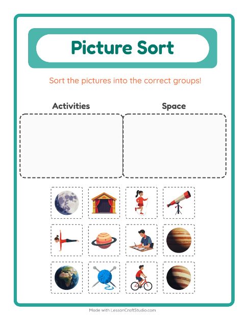 Preview of Picture Sort worksheet for kindergarten