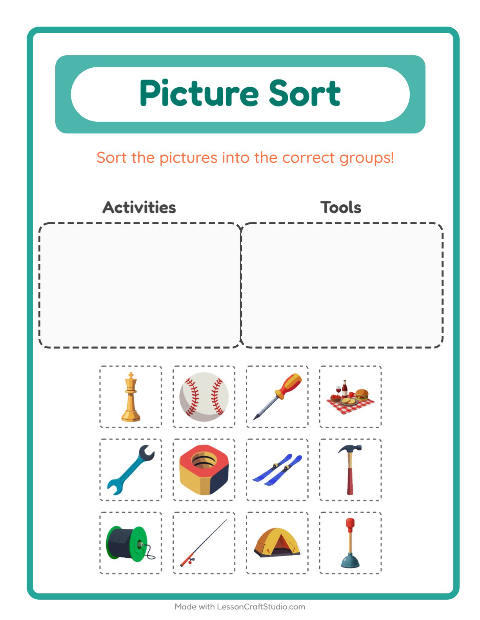 Preview of Picture Sort worksheet for kindergarten