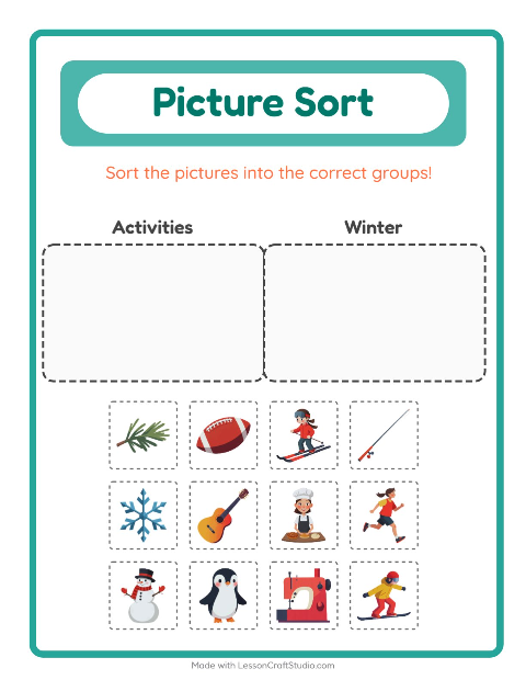 Preview of Picture Sort worksheet for kindergarten