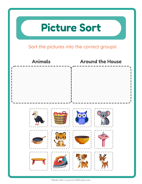 Preview of Picture Sort worksheet for kindergarten