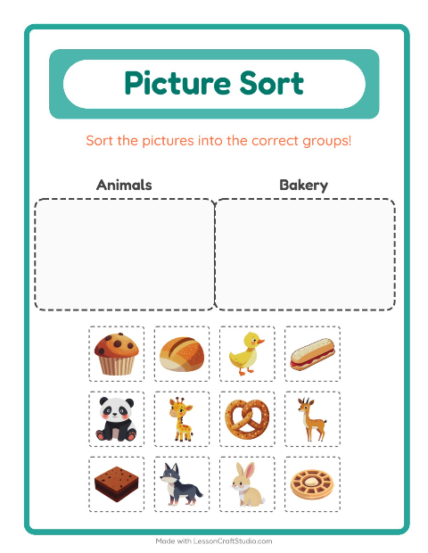 Preview of Picture Sort worksheet for kindergarten