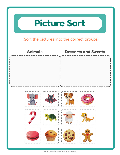 Preview of Picture Sort worksheet for kindergarten