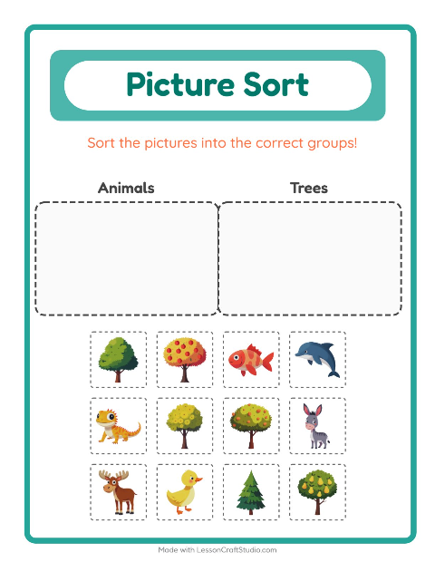 Preview of Picture Sort worksheet for kindergarten