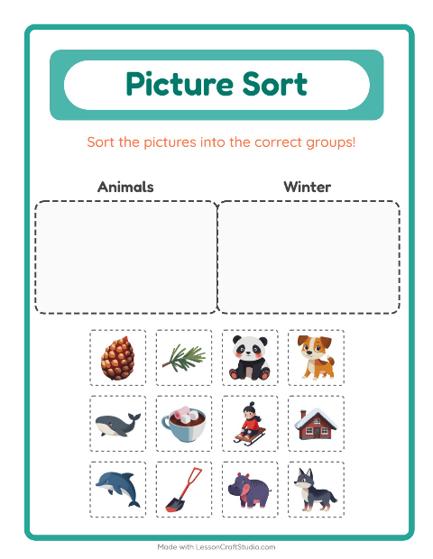 Preview of Picture Sort worksheet for kindergarten