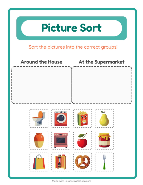 Preview of Picture Sort worksheet for kindergarten