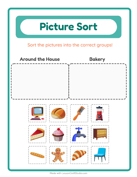 Preview of Picture Sort worksheet for kindergarten