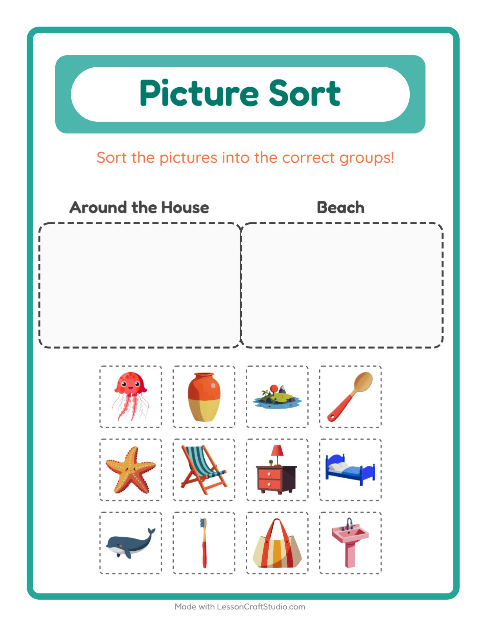 Preview of Picture Sort worksheet for kindergarten