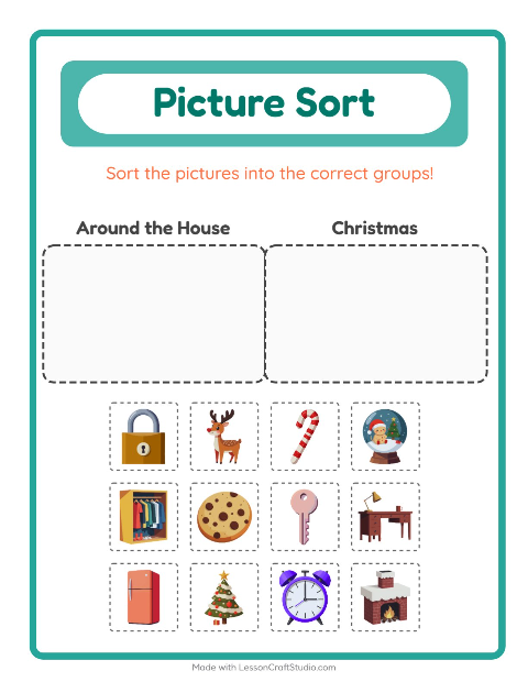 Preview of Picture Sort worksheet for kindergarten