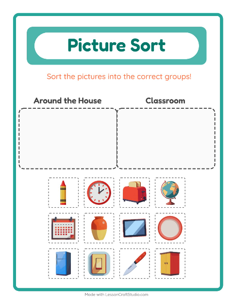 Preview of Picture Sort worksheet for kindergarten