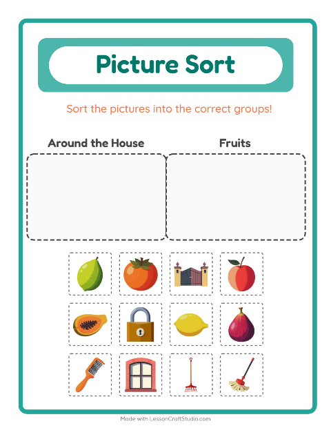 Preview of Picture Sort worksheet for kindergarten