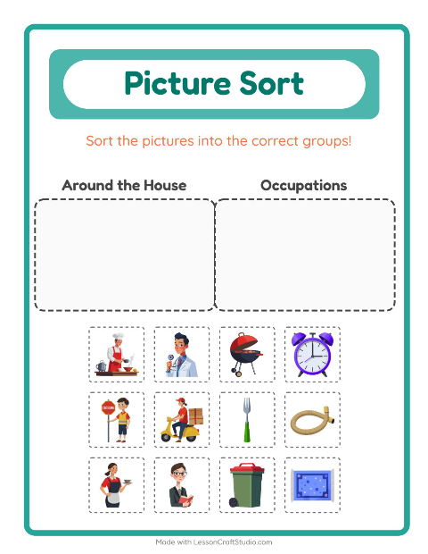 Preview of Picture Sort worksheet for kindergarten