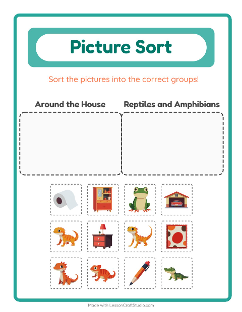 Preview of Picture Sort worksheet for kindergarten