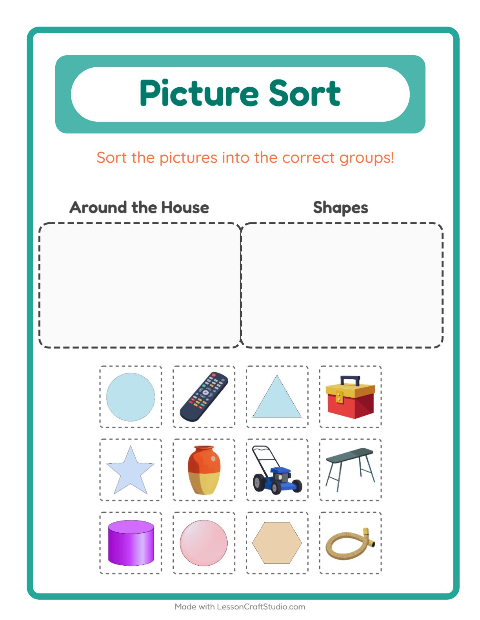 Preview of Picture Sort worksheet for kindergarten