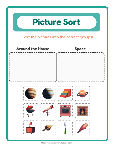Preview of Picture Sort worksheet for kindergarten